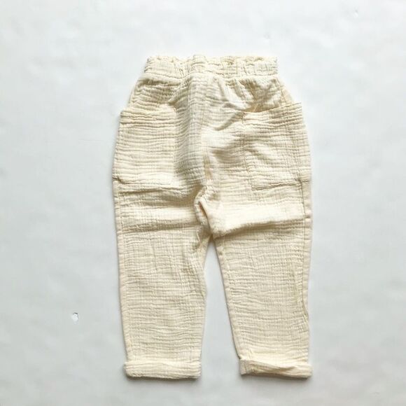Zara NWT cream textured combination pant 3/4T - Picture 1 of 4